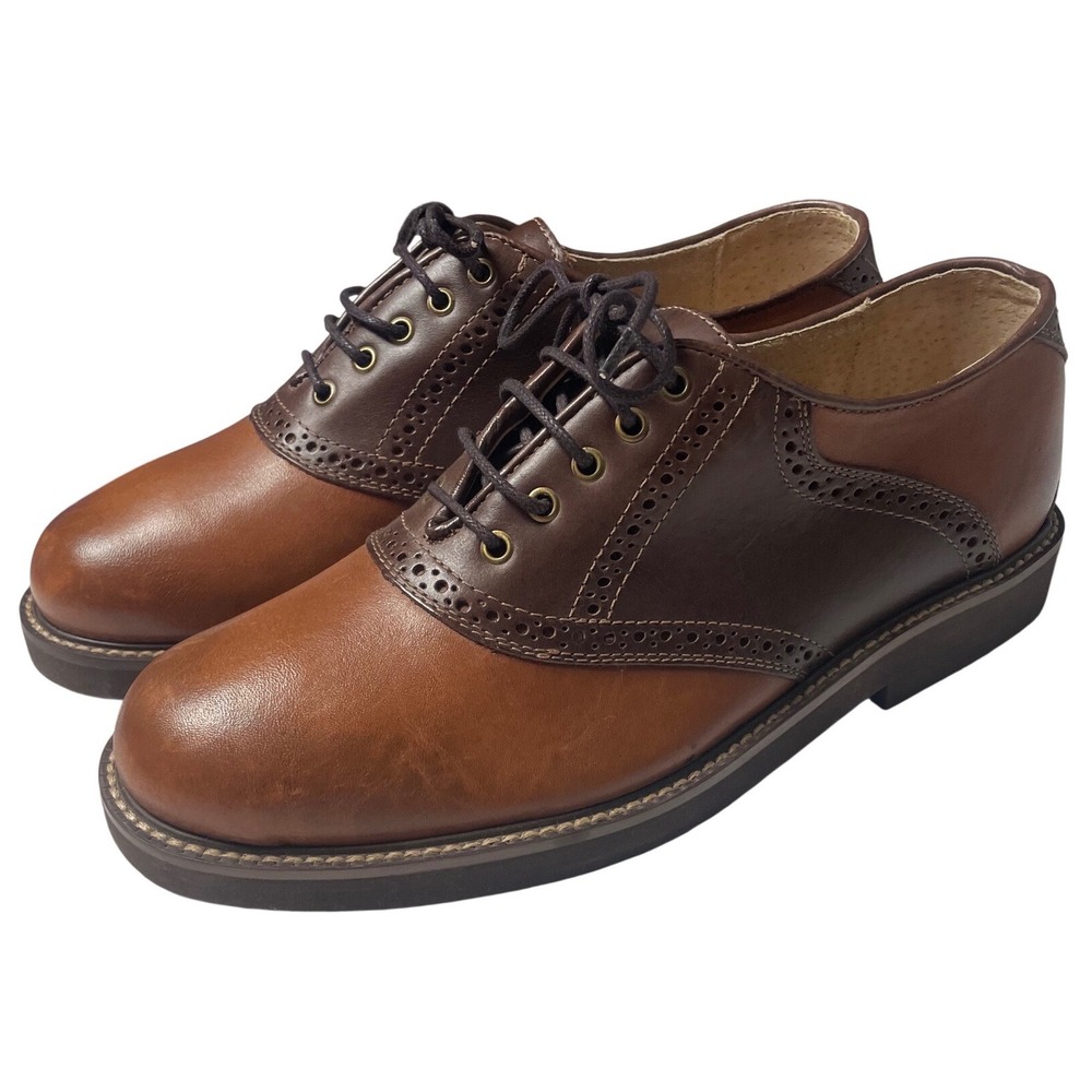 Vintage 90s Duck Head Two-Tone Saddle Brown Leather Oxfords Men's 9